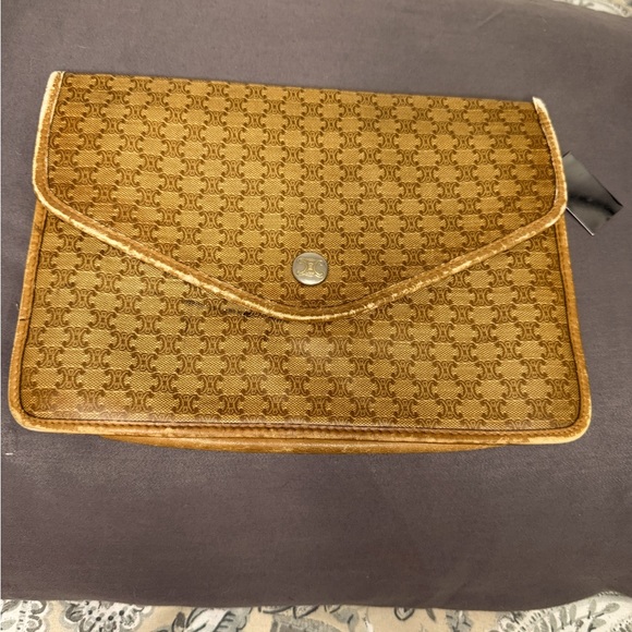 Celine Brown Geometric Clutch Wristlet - Picture 1 of 9